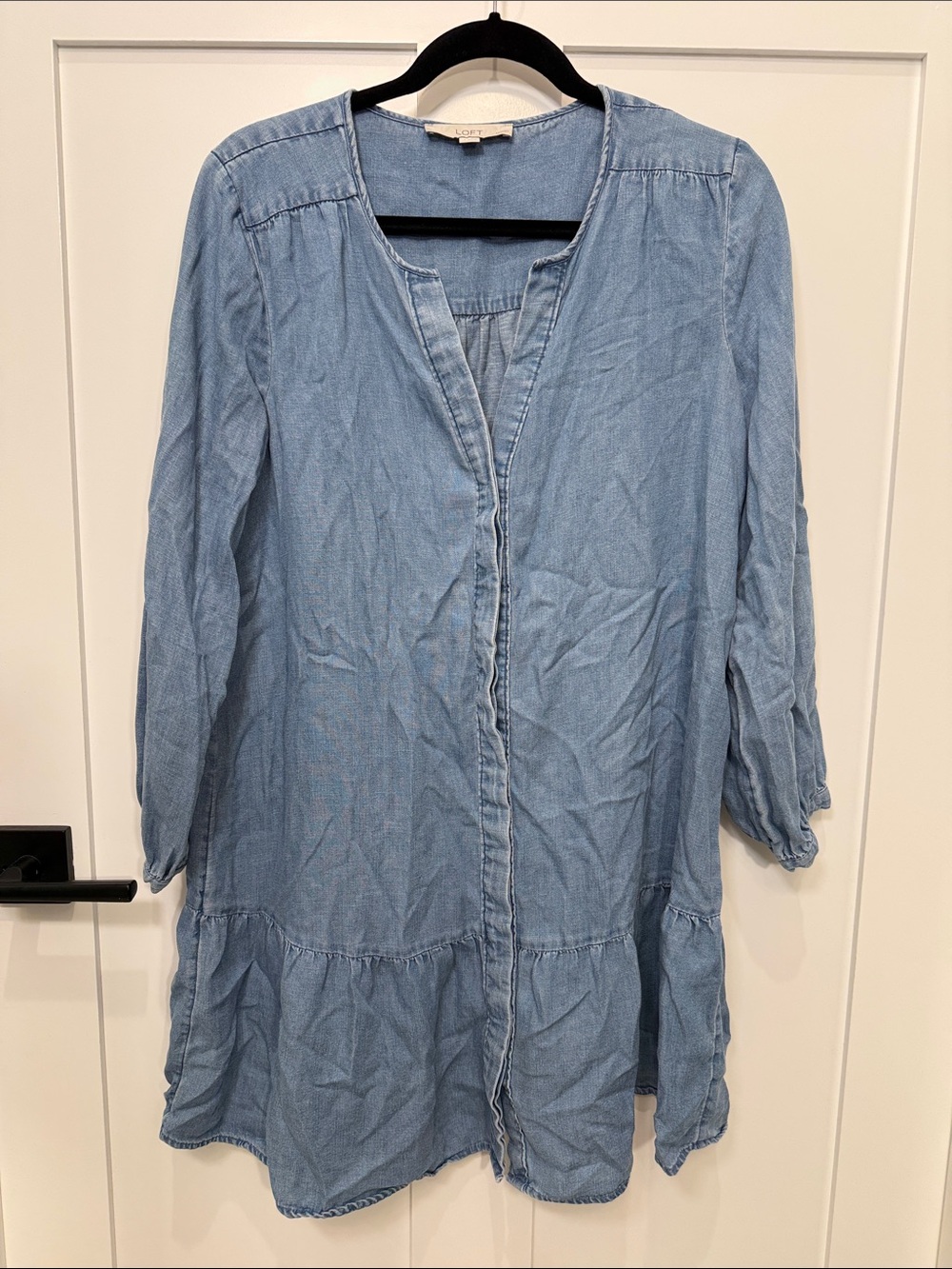 LOFT Light Blue Long Sleeve Tunic Dress